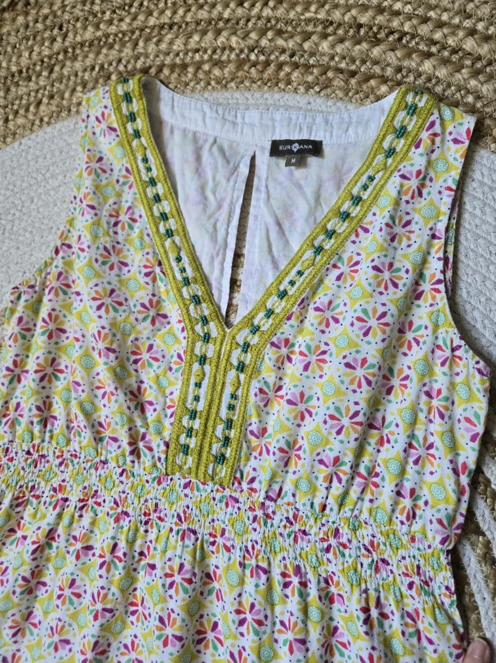 Surkana V-Neck Mini Beaded Dress Boho Festival Indie Vibes Whimsical Summer M - Picture 3 of 16